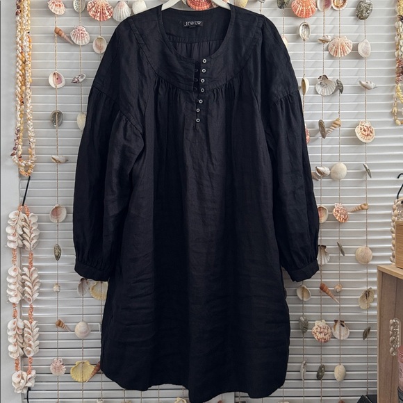 NWOT J. Crew Gathered Popover Linen Dress, XXL, Black - Picture 3 of 3